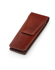 Leather pen case, dark tan, side