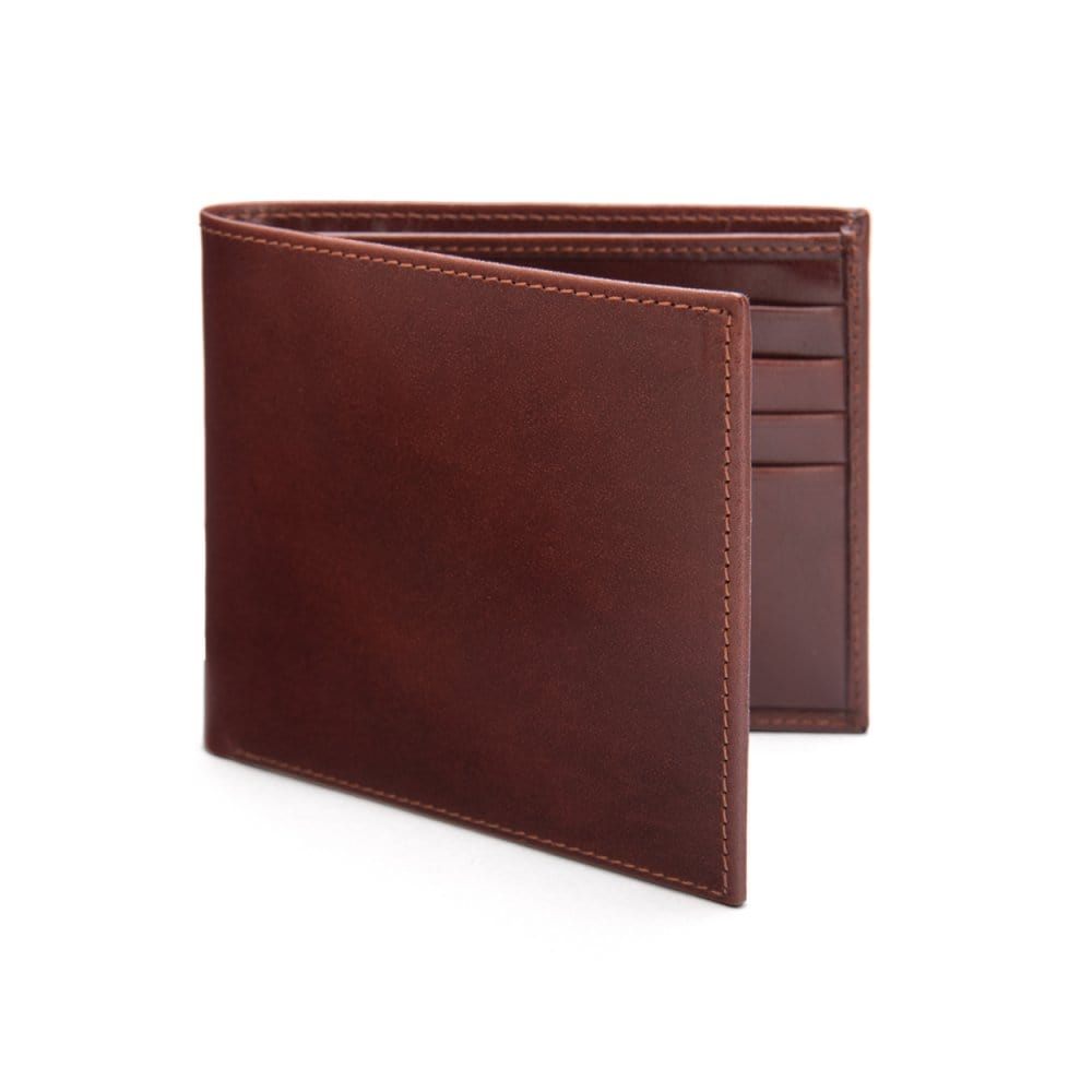 Dark Tan Compact Leather Billfold Wallet With RFID Protection