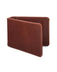 Leather travel card wallet, dark tan, front