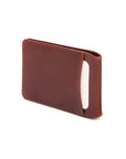 Leather travel card wallet, dark tan, back