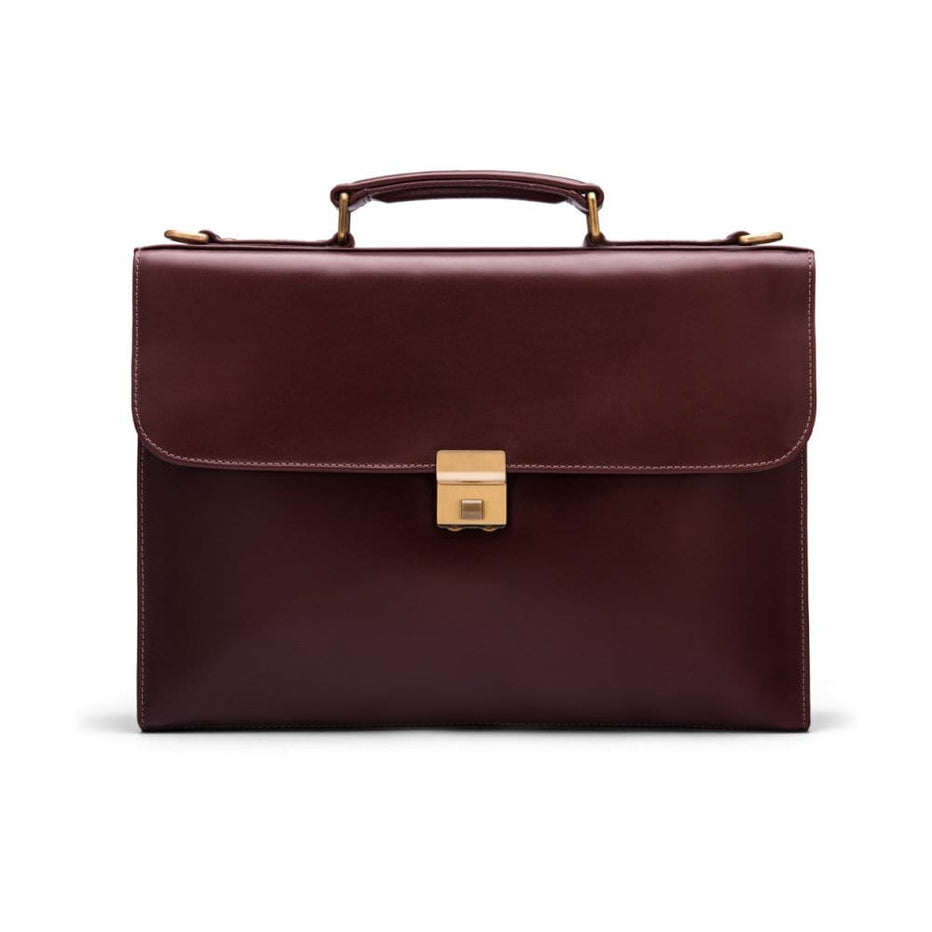 Leather Briefcase, Combination Lock, Dark Tan | Briefcases | SageBrown