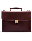 Dark Tan Leather Wall Street Briefcase With Combination Lock