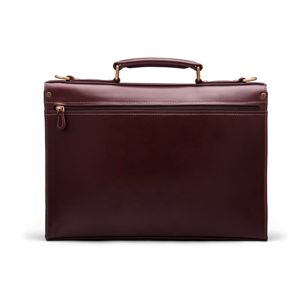 Dark Tan Leather Wall Street Briefcase With Combination Lock