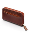 Leather zip around key case, dark tan, back