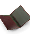 Luxury leather passport cover, dark tan, open