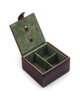 Men's leather accessory box, dark tan, inside