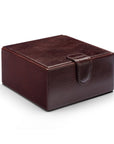 Men's leather accessory box, dark tan, front