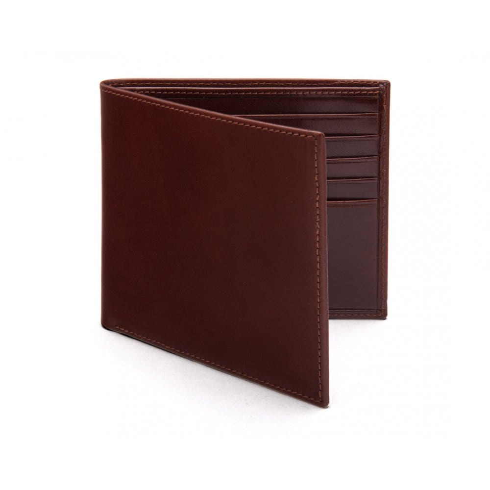 Men's leather billfold wallet, dark tan, front