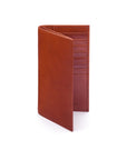 Men's tall leather wallet with 24 CC, dark tan, front