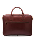 Leather laptop bag, dark tan, 17 inch, back