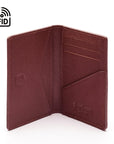 RFID bifold credit card holder, dark tan saffiano, inside view