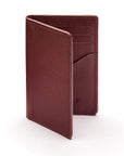 RFID bifold credit card holder, dark tan saffiano, front view