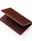 RFID bifold credit card holder, dark tan saffiano, RFID view