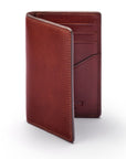 Leather card holder with RFID protection, dark tan, front