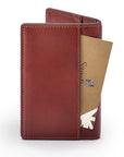 Leather card holder with RFID protection, dark tan, back