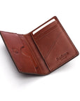 Leather card holder with RFID protection, dark tan, interior