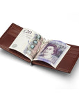 Dark Tan Compact Leather Wallet With Money Clip