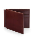 Dark Tan Compact Leather Wallet With Money Clip