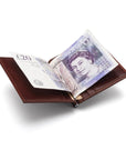 Dark Tan Compact Leather Money Clip Wallet