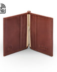 Clip wallet for men, dark tan, inside view