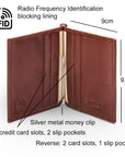 Clip wallet for men, dark tan, features