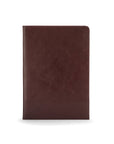 Simple leather document folder, dark tan, front