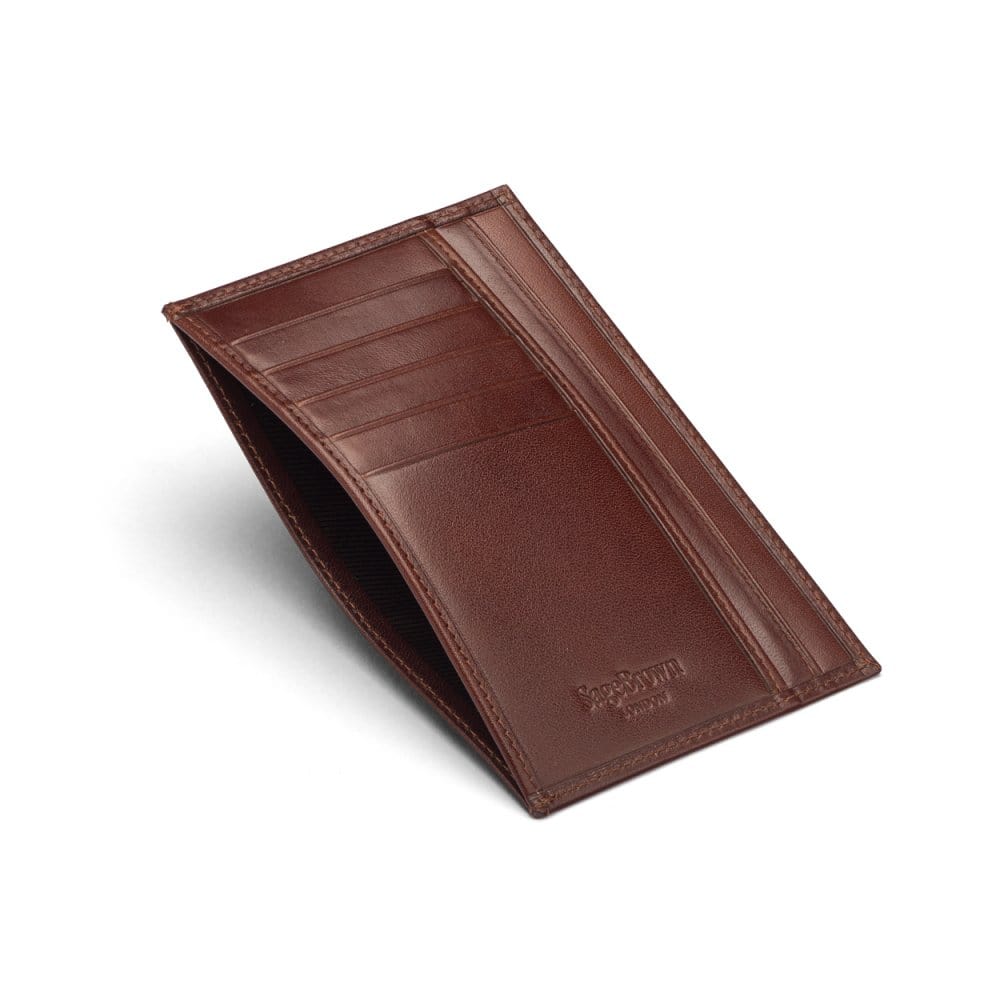 Dark Tan Slim Flat Leather Pocket Jotter Card Wallet