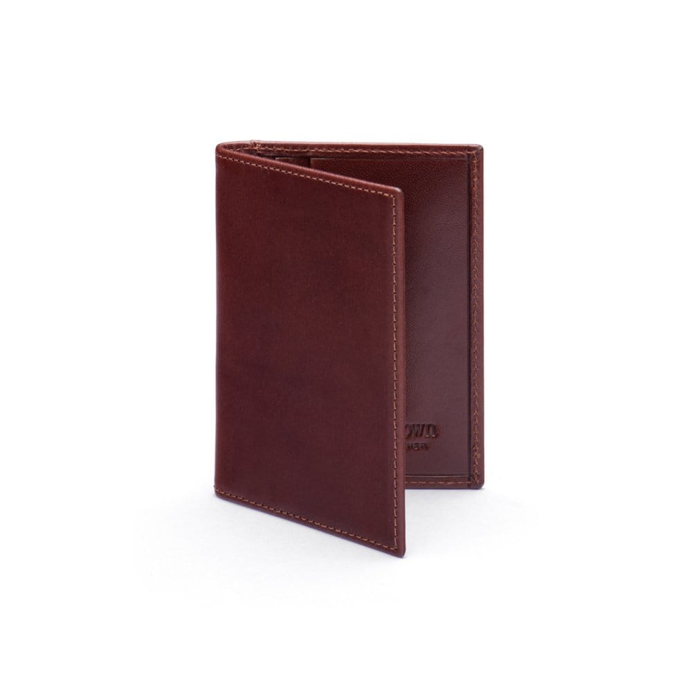 Dark Tan Slim Leather Credit Card Wallet With RFID Protection