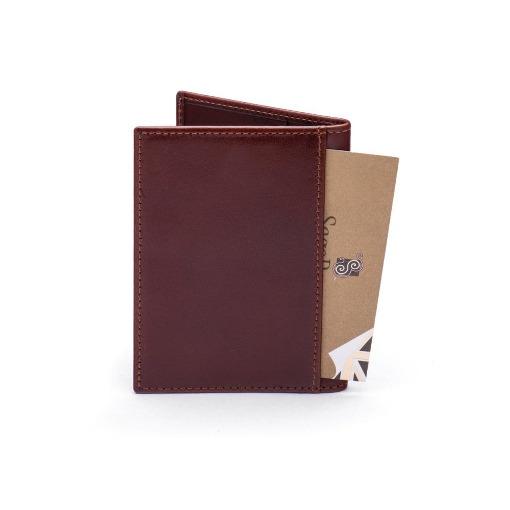 Dark Tan Slim Leather Credit Card Wallet With RFID Protection