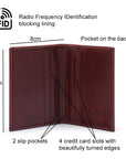 Leather Credit Card Wallet With RFID Protection, dark tan, features