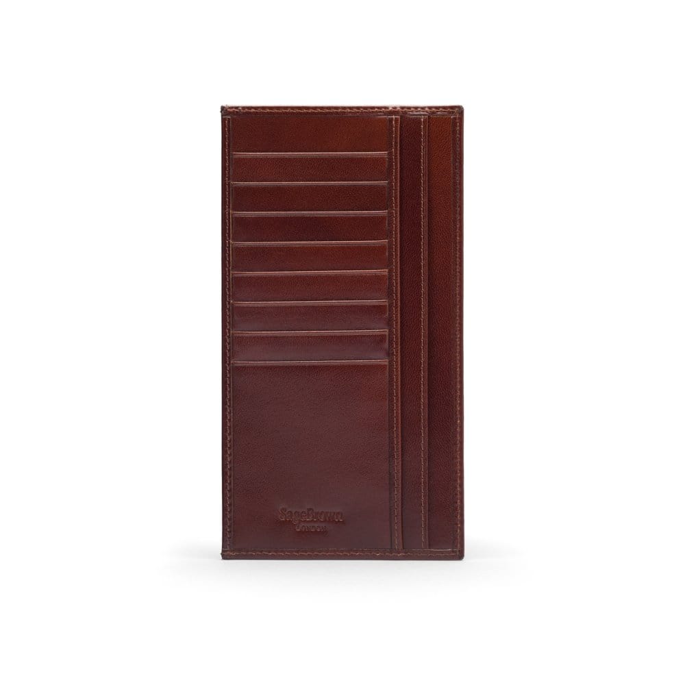 Dark Tan Tall Flat Leather Wallet With 8 CC