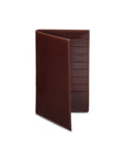 Tall leather suit wallet 16 CC, dark tan, front