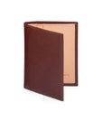 Two tone compact leather billfold wallet with 4 cc, dark tan, front