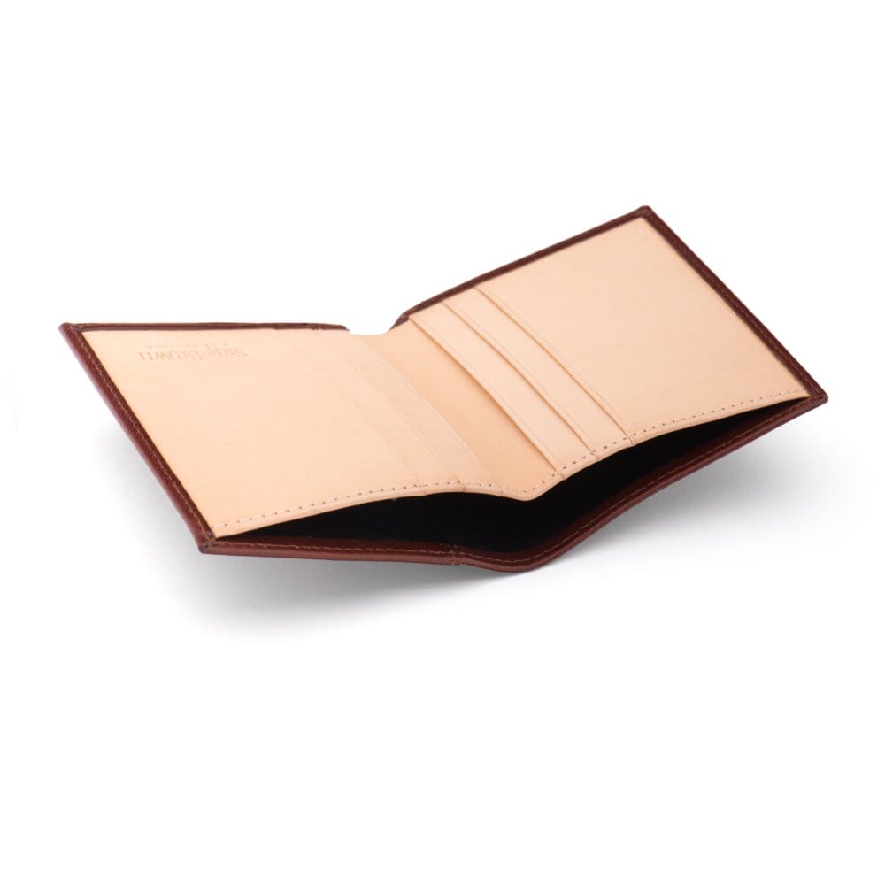 Dark Tan Two Tone Compact Leather Billfold Wallet 4 CC