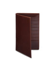 Slim tall leather suit wallet, dark tan, front