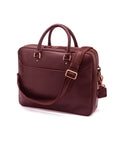 15" laptop briefcase, dark tan, with strap