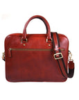 15" laptop briefcase, dark tan, back