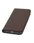 iPhone XS Max wallet case, dark tan, front