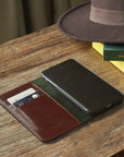 iPhone XS Max wallet case, dark tan, lifestyle