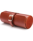 Large leather watch roll, dark tan, front