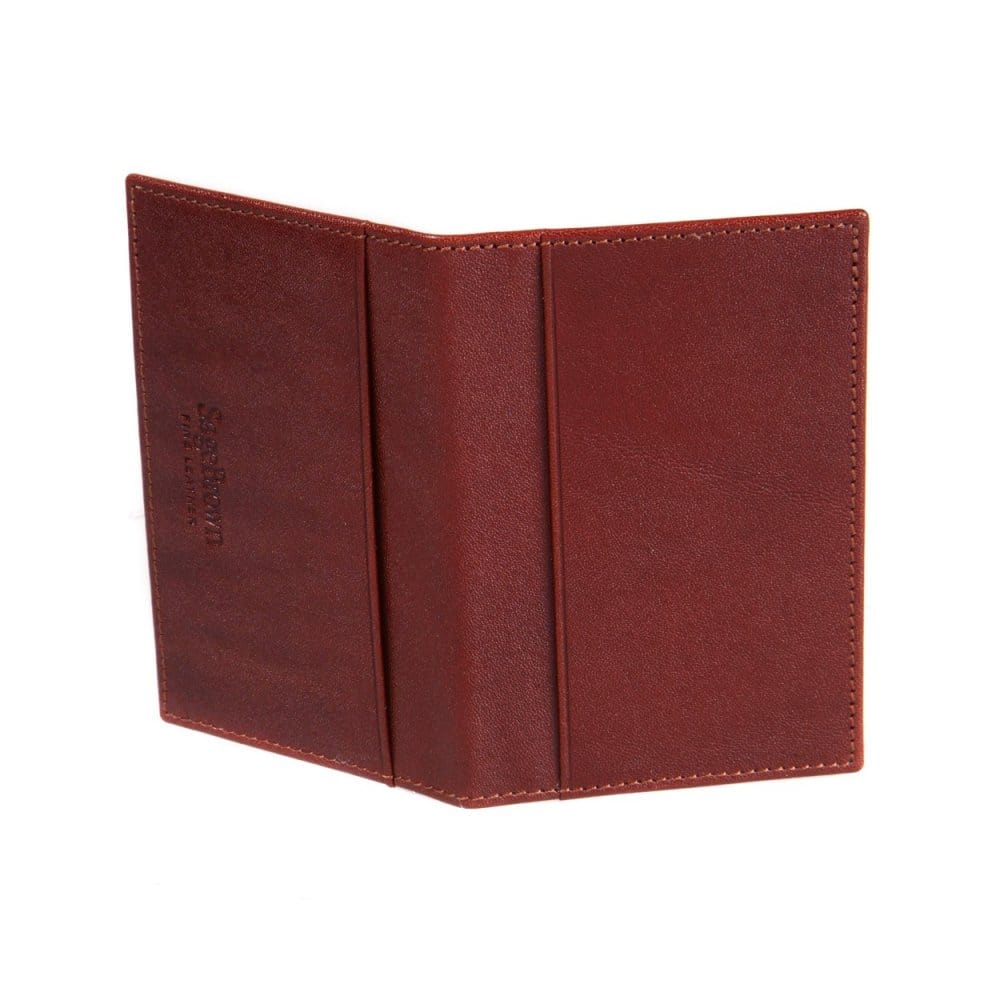 Leather travel card wallet, dark tan,, back