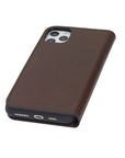 Leather iPhone 11 Pro Max wallet case, dark tan, base