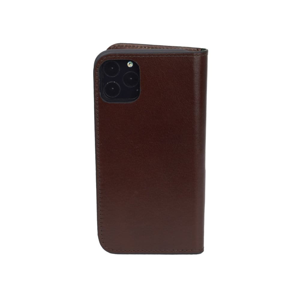 Dark Tan With Green Leather iPhone 11 Pro Wallet Case 