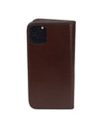 Leather iPhone 11 Pro wallet case, dark tan, reverse