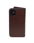 Leather iPhone 11 wallet case , dark tan, back