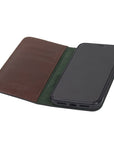 Leather iPhone 11 wallet case , dark tan, inside