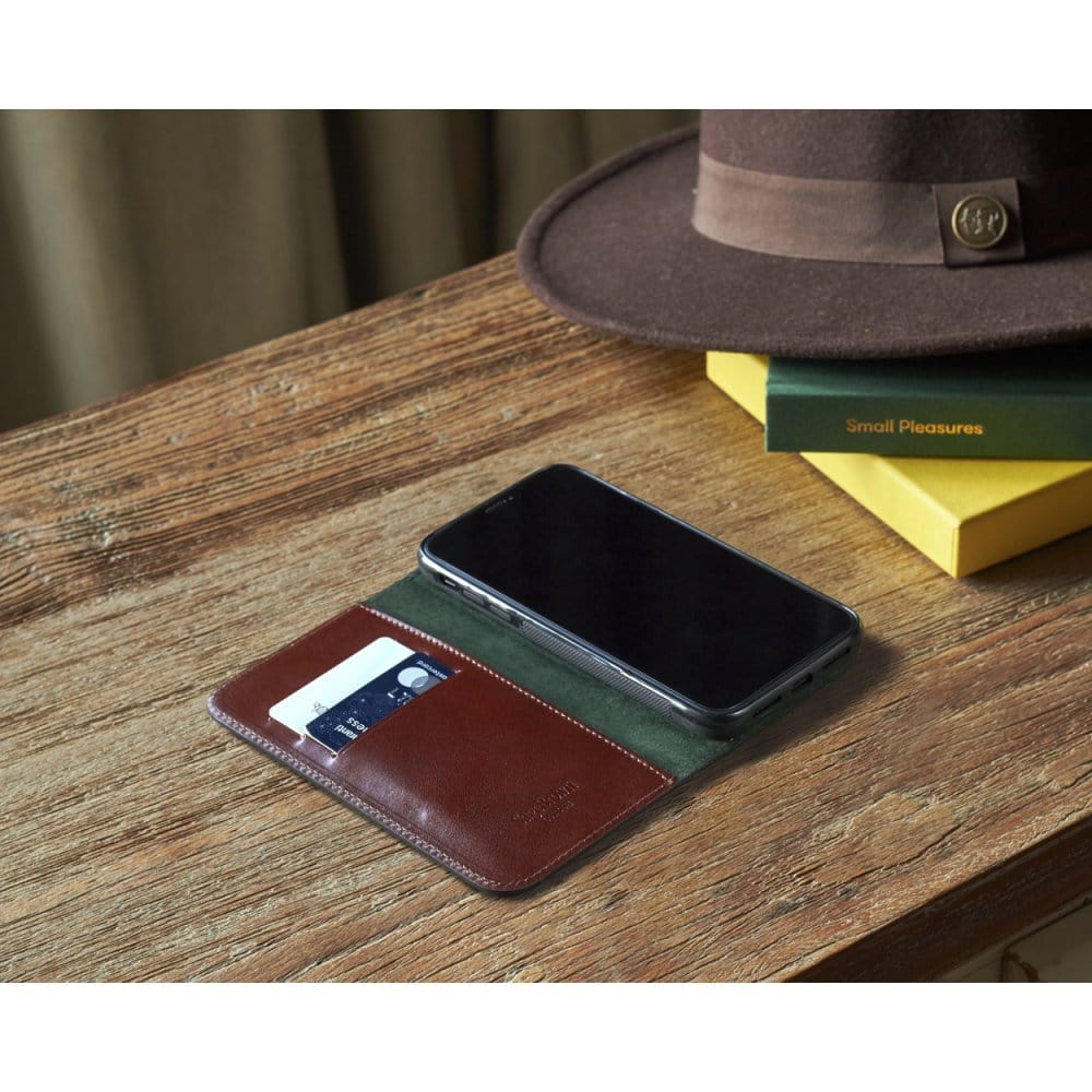 Dark Tan With Green Leather iPhone 11 Wallet Case 