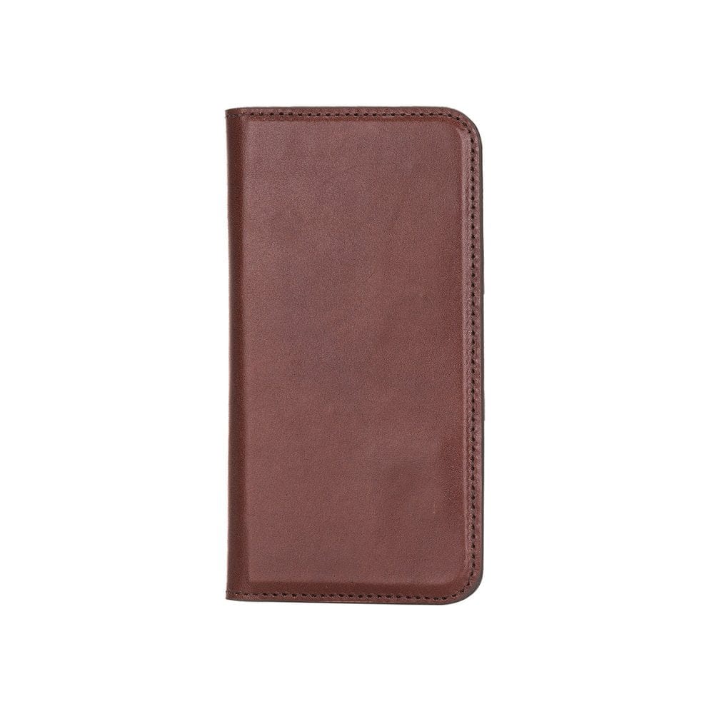 Dark Tan With Green Leather iPhone 12 Or 12 Pro Wallet Case