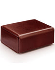 Mini leather accessory box, dark tan, front