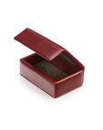 Mini leather accessory box, dark tan, open